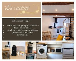 a collage of photos of a kitchen and a room at Le Velours 1-Spacieux, Central, Entièrement neuf in Tournus