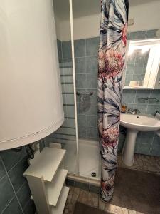 a bathroom with a shower and a sink at Viktória Apartman DunaWeekend in Makád +40 photos