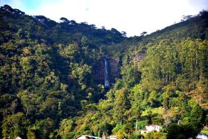 a waterfall on the side of a mountain at THE LaZORI GRAND VILLA in Nuwara Eliya