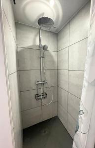 a shower with a shower head in a bathroom at la pause landaise in Saint-Vincent-de-Paul +5 photos