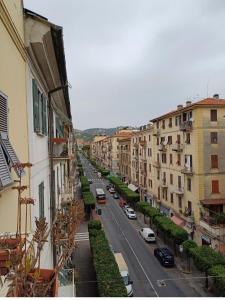 an aerial view of a city street with buildings at Marina's House in La Spezia