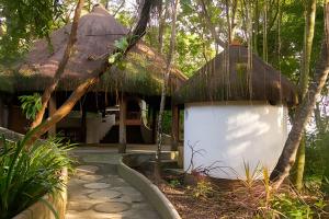 モロ・デ・サンパウロにあるMAR DÁ LIBERDADE com Postal do Farolの茅葺き屋根の家