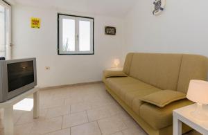a living room with a couch and a tv at Apartments Voga in Maslinica
