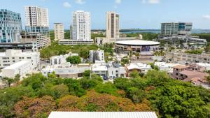 a view of a city with tall buildings at Remote Work Ready Studio with Coworking and Views in Cancún