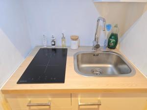 a kitchen with a sink and a counter top at BlackForest Studio in Nature in Altensteig