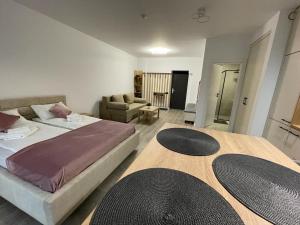 Ένα ή περισσότερα κρεβάτια σε δωμάτιο στο AVA Studio Sinaia +41 φωτογραφίες