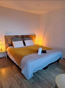 a bedroom with a large bed in a room at Les terrasses du golf in Égat