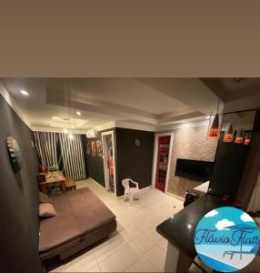Katil atau katil-katil dalam bilik di Flat-Veraneio Vista Mar