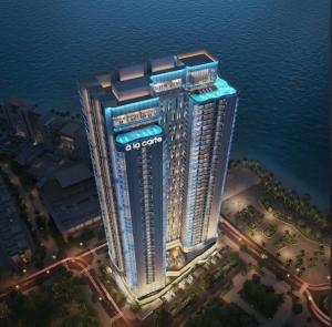Una representación de un gran edificio en medio del agua. en Ala carte, en Ha Long