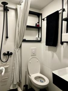 Koupelna v ubytování Cosy, workplace studio with a sunny rooftop view + 17 fotografií