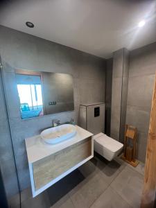 a bathroom with a sink and a toilet at L'Adret in Chorges +23 photos