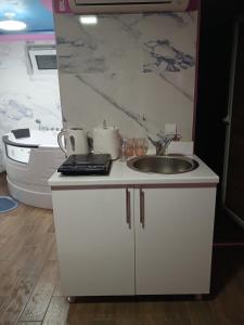 a kitchen with a sink and a counter top at Apartman IN Pančevo in Pančevo