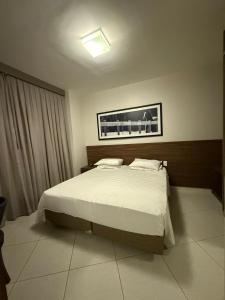 a bedroom with a bed and a picture on the wall at Apartamento Barretos Park Hotel in Barretos