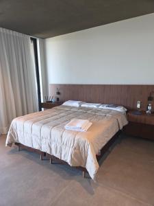 Un dormitorio con una cama grande en una habitación. en Vinicola Spirito, en Espírito Santo do Pinhal