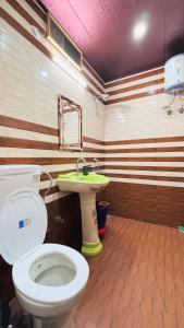 a bathroom with a toilet and a sink at Royal Green Valley Kasauli in Kasauli