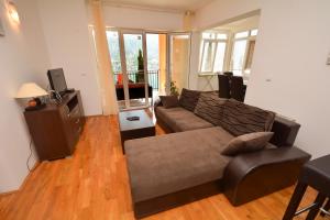 a living room with a couch and a television at Apartments Panorama in Kotor