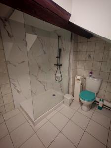 a bathroom with a shower and a toilet and a tub at Nice studio in Paris suburbs in Épinay-sur-Seine