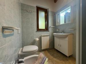 a bathroom with a toilet and a sink at Villa Rosi&Maria in Coccorino +59 photos