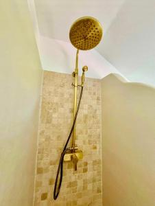 a shower with a shower head in a bathroom at Chaleureuse maison au coeur de l'Avesnois in Sains-du-Nord +2 photos