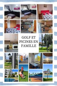 a collage of pictures of a family at Golf & Piscines en Famille in Asilah