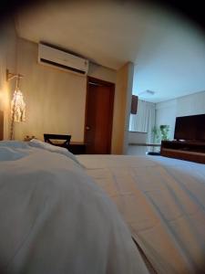 een hotelkamer met een bed en een televisie bij Studio Urbano Sun Square hotel in Goiânia +22 foto's