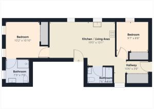 a floor plan of a house at Loft with Chefs Kitchen a Balcony and Onsite Parking in Chicago