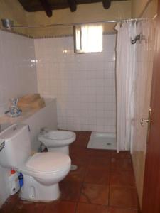 ein Badezimmer mit Toilette, Waschbecken und Dusche in der Unterkunft Casa Pepa in Granadilla de Abona