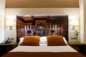 a bedroom with a large bed with a large headboard at Porcel Sabica in Granada