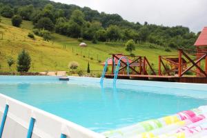 a swimming pool with a water slide in a field at Svit Sontsya in Turʼya Polyana