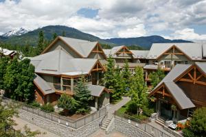 an aerial view of a resort with mountains at Glacier's Reach in Whistler