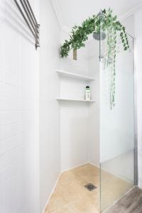 a bathroom with a shower with a glass door at Home2Book Sea Views Caletillas in Candelaria +29 photos