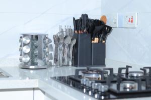 Kuchyň nebo kuchyňský kout v ubytování Alba Garden