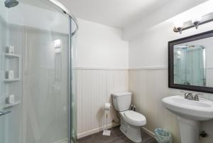 a bathroom with a toilet and a sink and a mirror at St Petersburg Private Villa with Pool Gym Grill Self Check-In in St Petersburg +19 photos