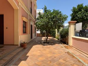 a courtyard with a tree in the middle of a building at Chalet San Francisco in Sanlúcar de Barrameda