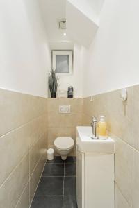 a small bathroom with a toilet and a sink at Spacious Belvedere Apartment in Vienna