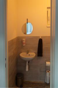 a bathroom with a sink and a mirror at Apartmán Česká Metuje in Česká Metuje +7 photos