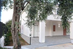 a white house with a tree in front of it at Twins House in Carini