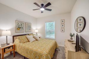 a bedroom with a bed and a ceiling fan at Lake Access, Pools and More Family Home in Stanwood in Canadian Lakes +35 photos