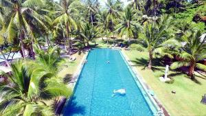 an overhead view of a swimming pool with palm trees at Blue Haven Bay Villas and Resort Apartments in Ko Chang
