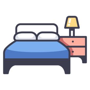Un dormitorio con una cama y una lámpara en un tocador en fgfgfdg, en Ấp Ba Vinh