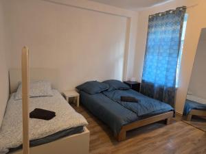 a bedroom with two beds and a window at perfect apartment in Freiberg in Freiberg +7 photos