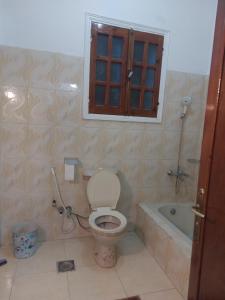 a bathroom with a toilet and a bath tub at Blue Sky Apartments & Restaurant in Luxor +35 photos