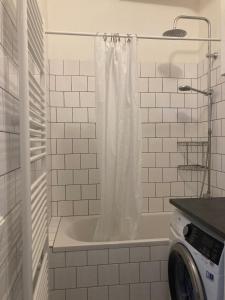 Bilik mandi di A comfortable apartment near Slovanské Square