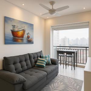 Χώρος καθιστικού στο Apartamento novo 2 quartos em condominio Clube com Ar-condicionado