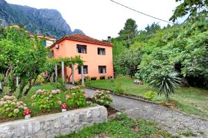 a house with a garden in front of it at Apartments Vido in Kotor