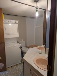 une petite salle de bain avec un lavabo et des toilettes dans l'établissement Anchor In WaterFront Lake Marion, à Summerton