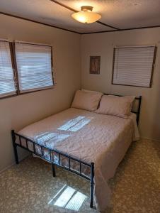 une chambre avec un lit dans une pièce avec des fenêtres dans l'établissement Anchor In WaterFront Lake Marion, à Summerton
