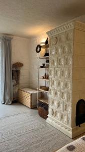 a room with a wall with a shelf with shoes at Family comfort  +2 photos