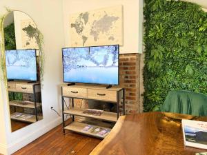 a living room with a television on a stand at OLD TOWN Nature Oasis Block 2 King 99 Walk Score in Alexandria