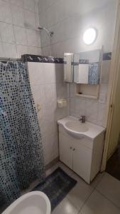 马德普拉塔Dpto céntrico的浴室里有马桶、淋浴和洗手池。